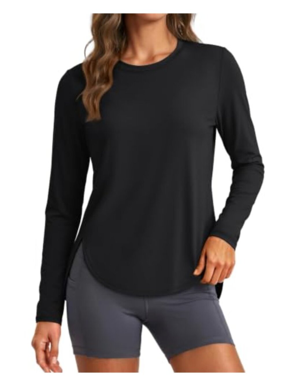 Womens UPF 50+ Long Sleeve Sun Shirt Quick Dry High Low Hem Athletic